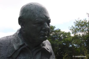 Winston Churchill bust in Blenheim Palace memorial garden