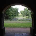 Lake view of Temple of Ancient Virtues at Stowe