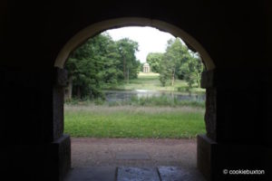 Lake view of Temple of Ancient Virtues at Stowe
