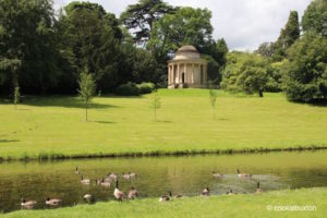 Stowe's Temple of Ancient Virtues viewed from the river